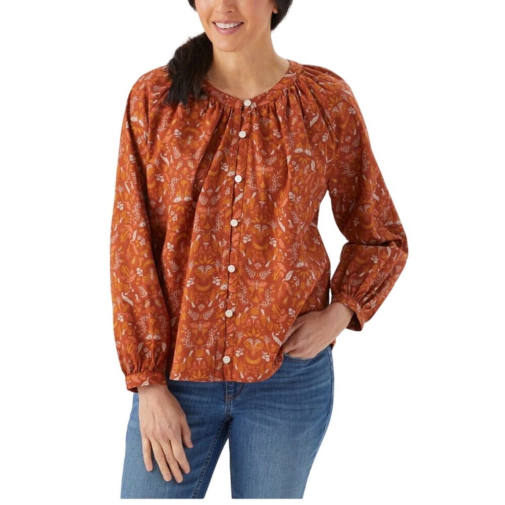 Duluth Trading Co Artisan Printmaker Lightweight Shirt Rust Orange size M